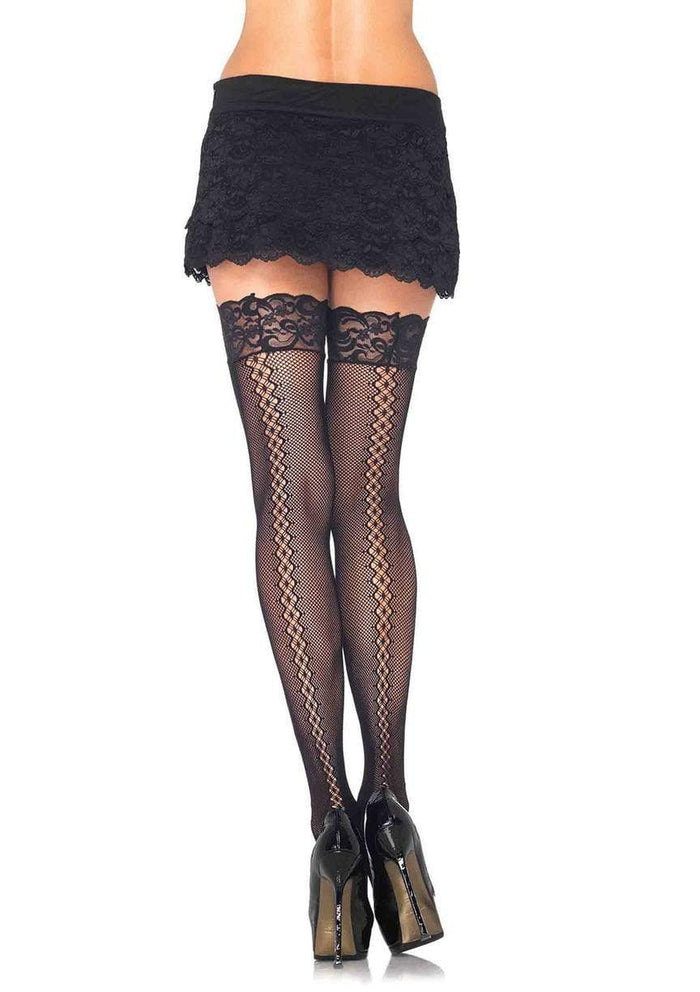 Amor Twist Thigh High Stockings - Fishnet Stockings - Diamond Backseam Hosiery - - Fishnet Thigh Highs