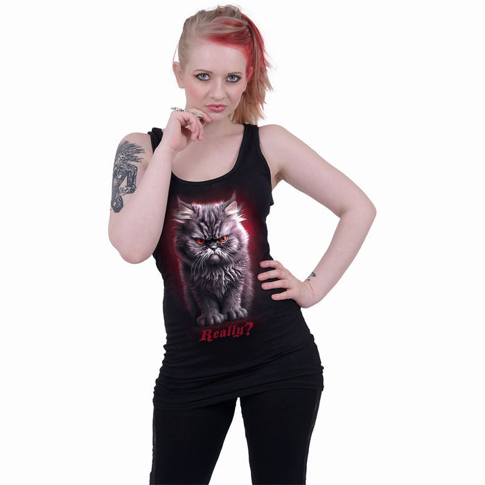 ANGER MANAGEMENT - Razor Back Top Black - - Tops - Sleeveless