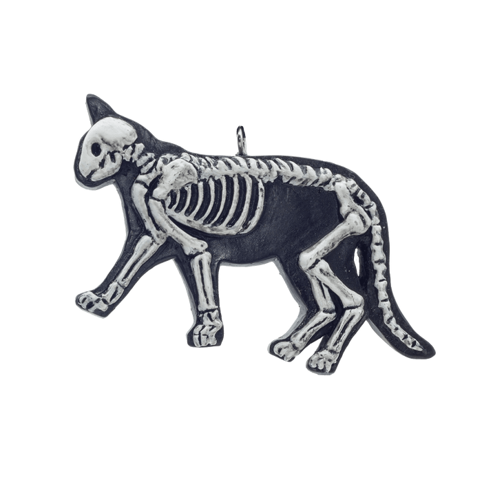 Cat Bones Flatback Ornament - Skeleton Cat Halloween Decoration - Gothic Pet Memorial - - Holiday Ornaments