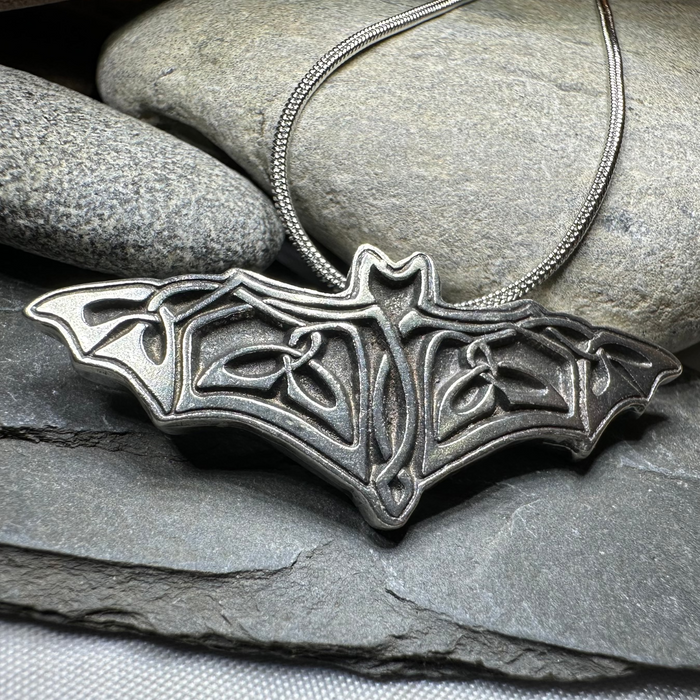 Celtic Bat Pewter Necklace