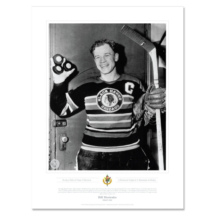 Chicago Blackhawks Framed Print 1965 Bill Mosienko Black & White Classic