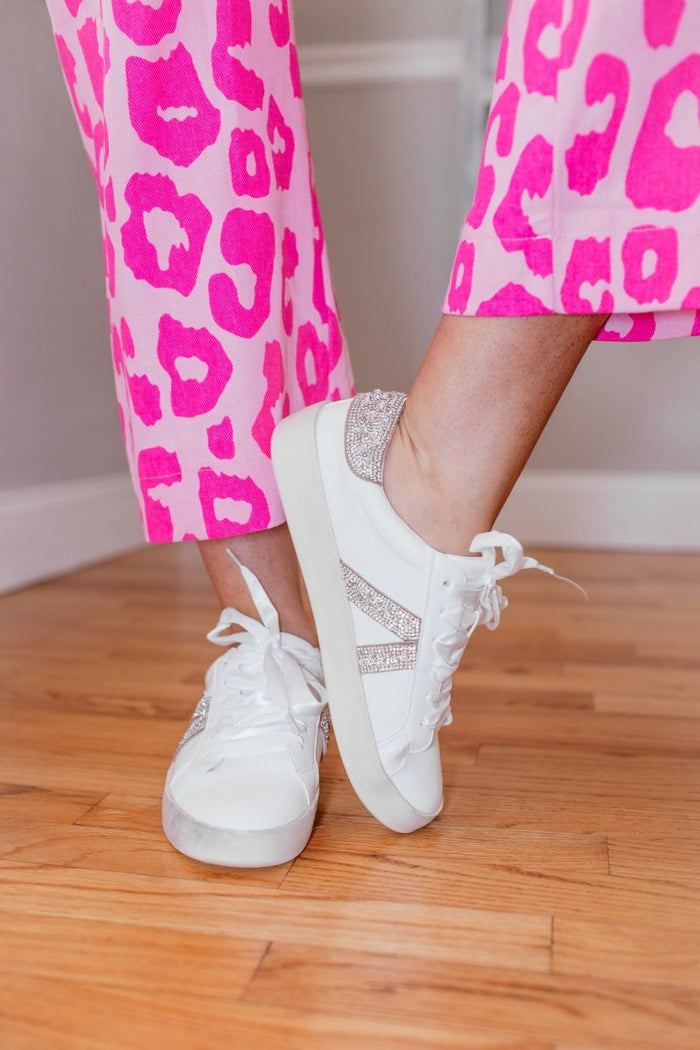 Corky's White With Rhinestones No Chaser Sneakers - Macoma Boutique301 Sneakers
