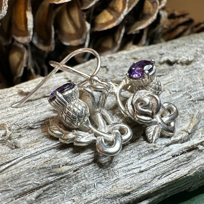 Cyrena Thistle Amethsyt Earrings - - Dangle Earrings