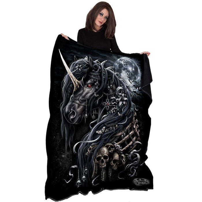DARK UNICORN - Fleece Blanket with Double Sided Print - - Bedding & Linen