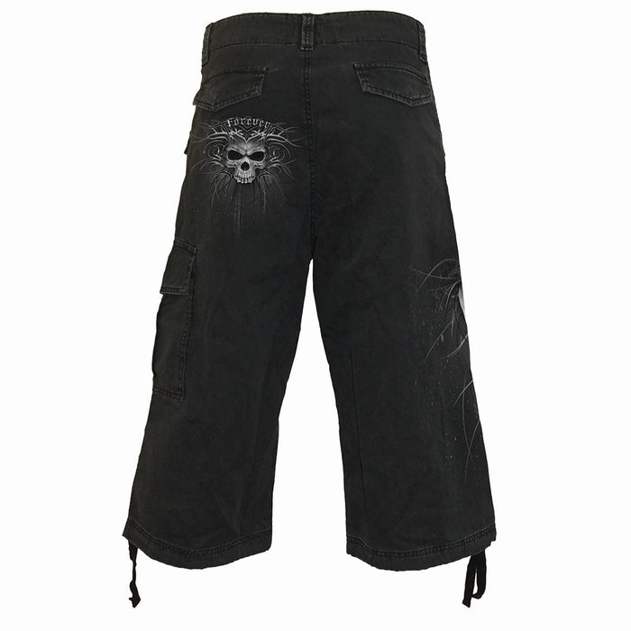 DEATH FOREVER - Vintage Cargo Shorts 3/4 Long Black - - Cargo Shorts