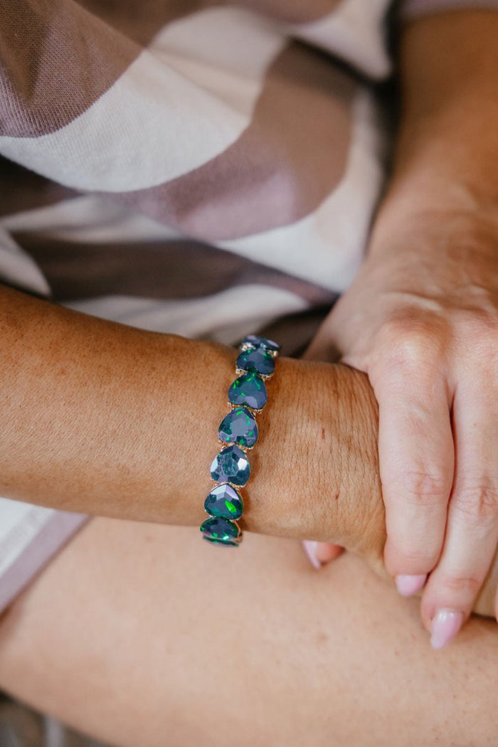 First Date Stretch Bracelet in Gold Plated With Green AB Crystal - Macoma Boutique310 Accessories/Jewelry