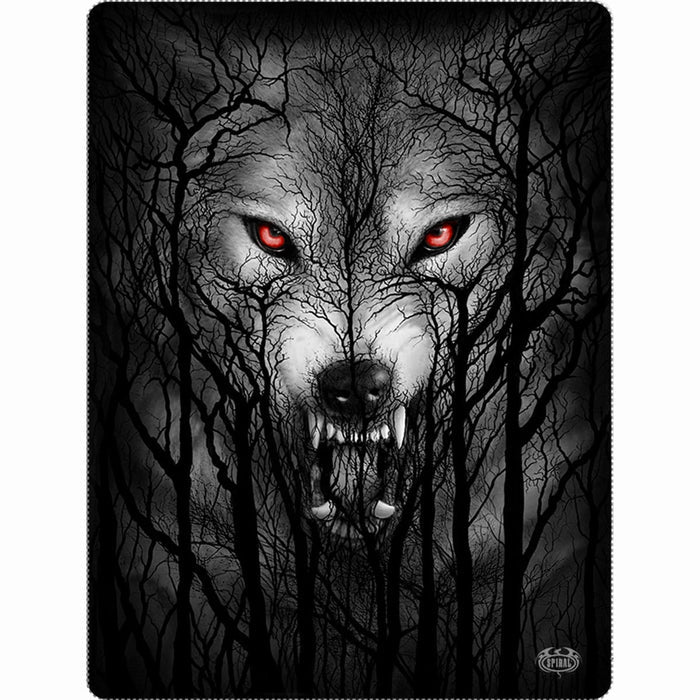 FOREST WOLF - Fleece Blanket with Double Sided Print - - Bedding & Linen