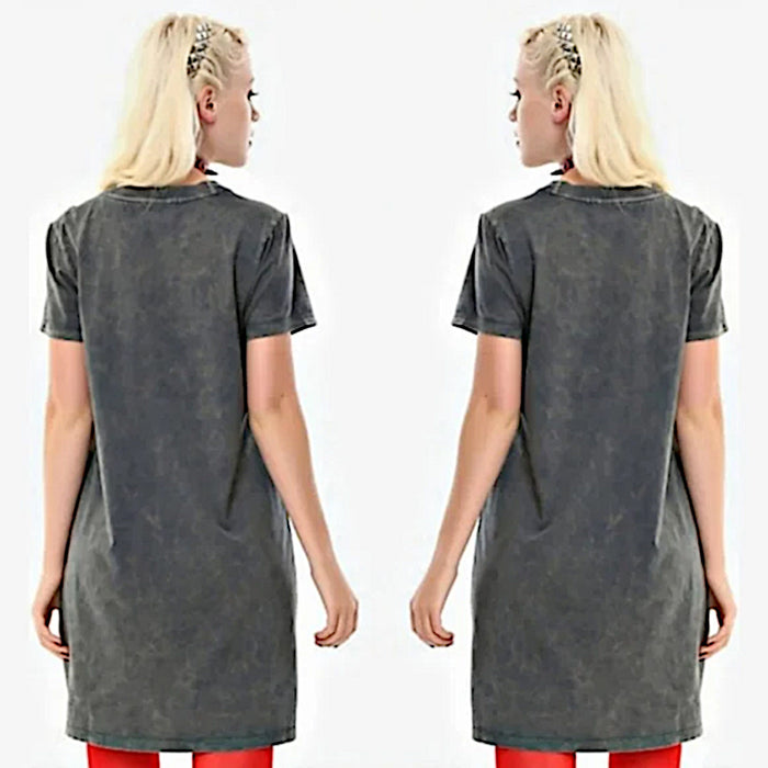 T-Shirt Dress | Grey Acid Wash | Ride Free | Graphic Skull Tie Dress - Hot Topic - Dresses