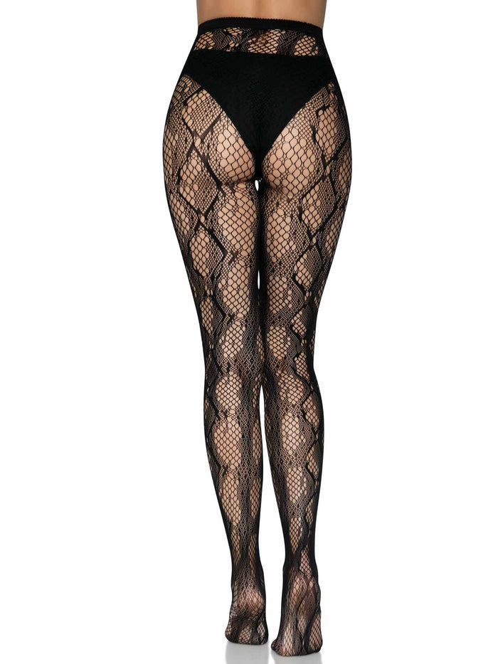 Python Net Tights - Animal Print Fishnet Tights - Edgy Hosiery - - Fishnet Tights