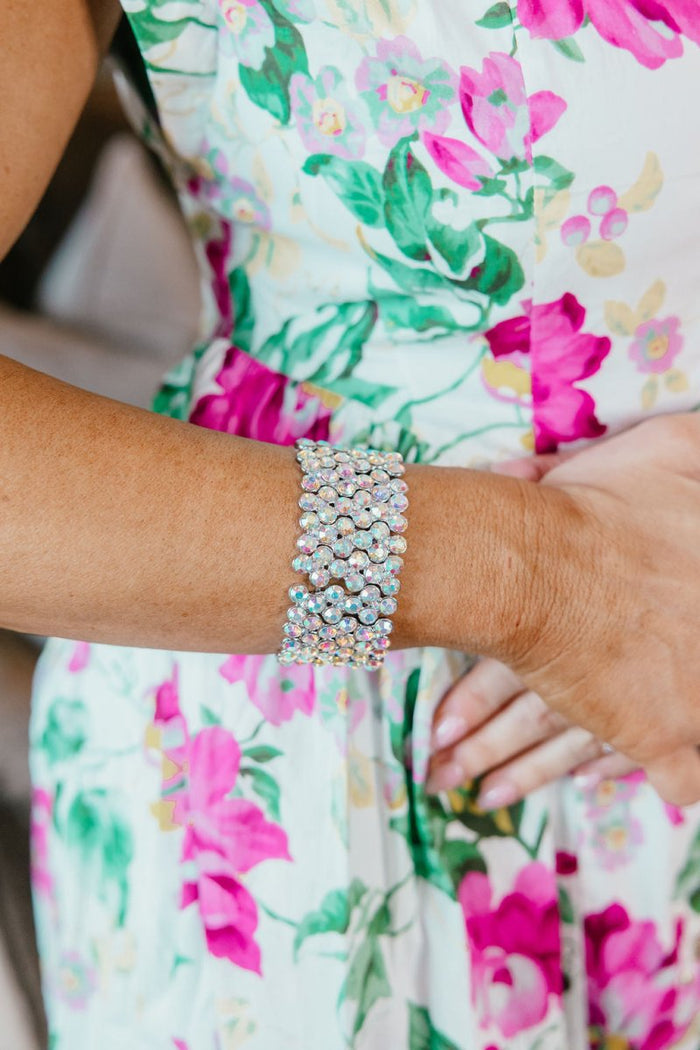 Starry Night Stretch Bracelet in Rhodium Plated With AB Crystals - Macoma Boutique310 Accessories/Jewelry