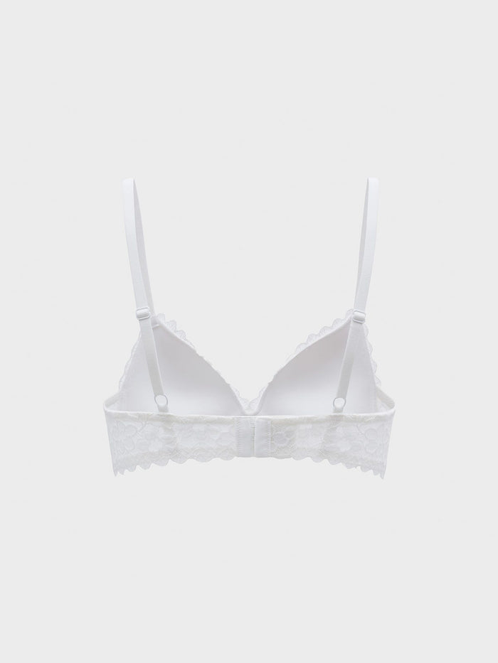 VINIFRED, Wireless Lace Triangle Bra - 8f6-offwhite