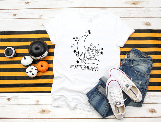 #WitchLife Crystals And Moon Tee - Unisex Shirt - - Shirts