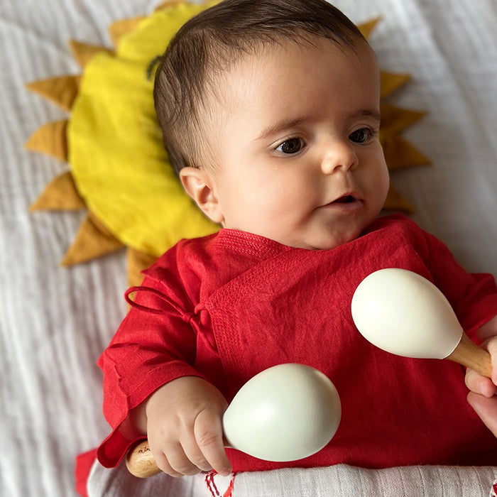 WOODEN MARACS SET - WHITE (0-12 Months)