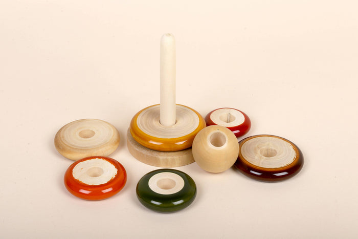 Wooden Ring Stacker | Handcrafted, Eco-Friendly Montessori Toy (0-24 Months)