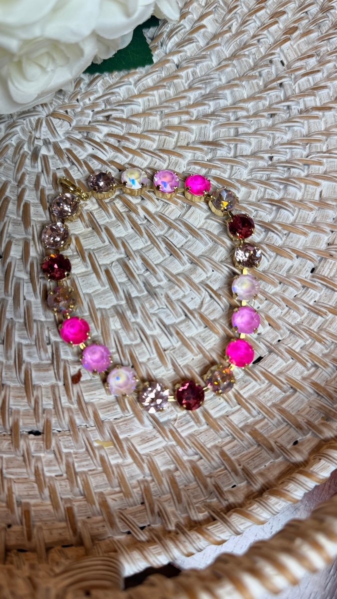Wrapped in Sparkles Anklet/Lariat in Gold Pink Mix - Macoma Boutique315 Jewelry