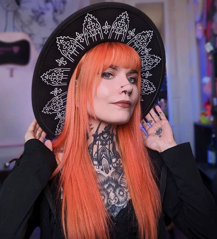 Vegan Felt Wide Brim Hat - XL Brim - "Wrought Iron Crown" - WITCHWOOD X WITCHVOID - -
