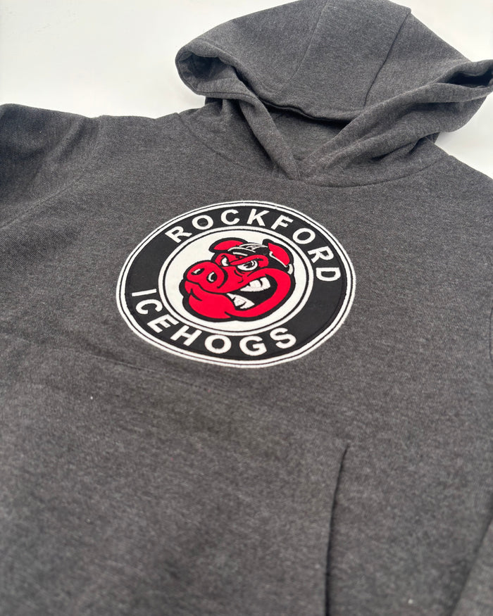 Youth Rockford IceHogs Charcoal Grey Hoodie