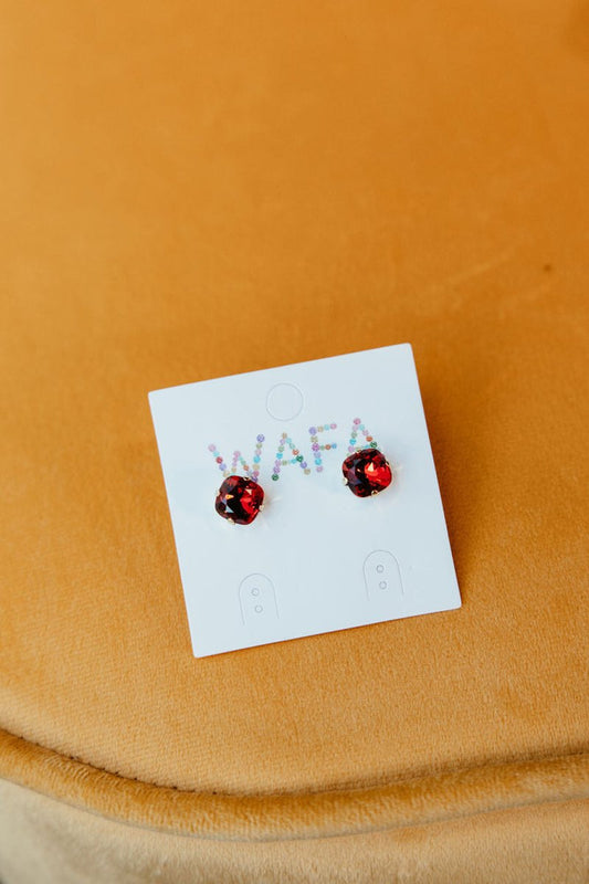 10MM Stud Earrings in Cherry Garnet - Macoma Boutique310 Accessories/Jewelry