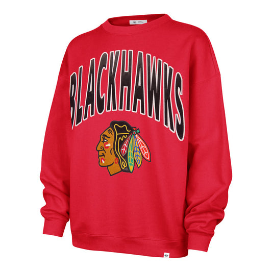 '47 Chicago Blackhawks Women's Satin Appliqué Oversized Crewneck