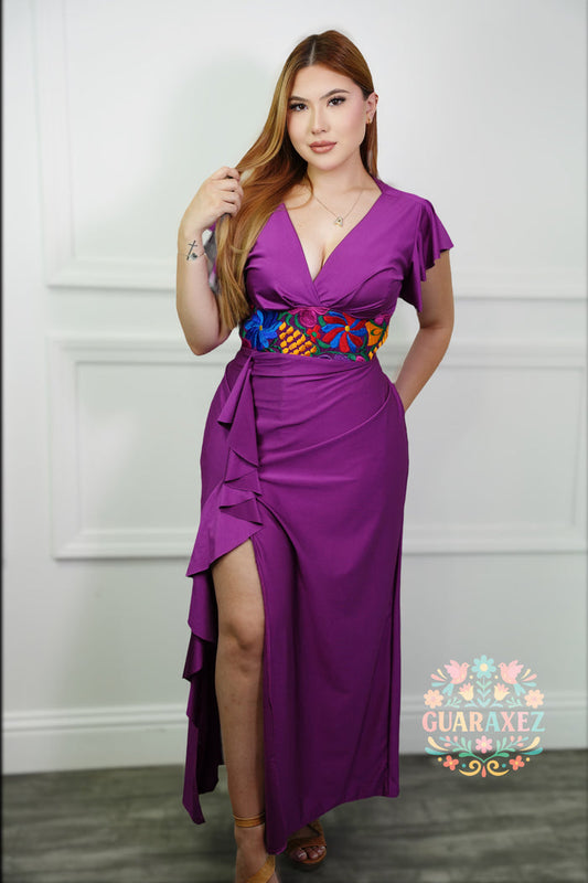 Anara Satin Dress Embroidery