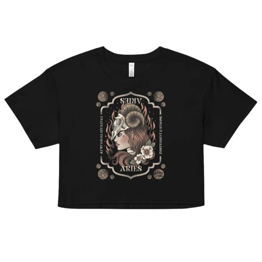 Aries Zodiac Crop Top – Goth T-Shirt for Night Dominance -  - Crop Top