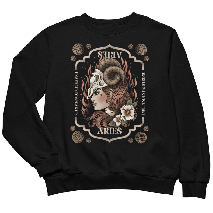 Aries Zodiac Sweatshirt – Goth T-Shirt for Night Dominance -  - Sweatshirt