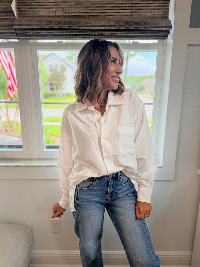 Barefoot Button Down Top - Macoma Boutique120 Long Sleeve