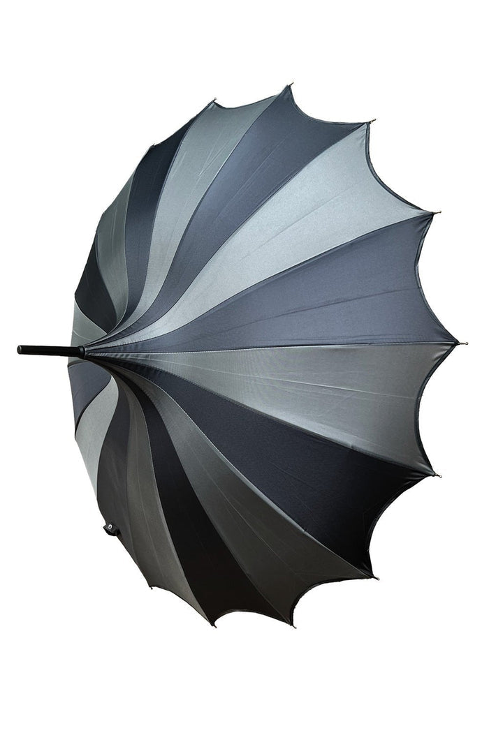 Batwing Pagoda Umbrella [BLACK/GRAY STRIPED] -  - Umbrellas