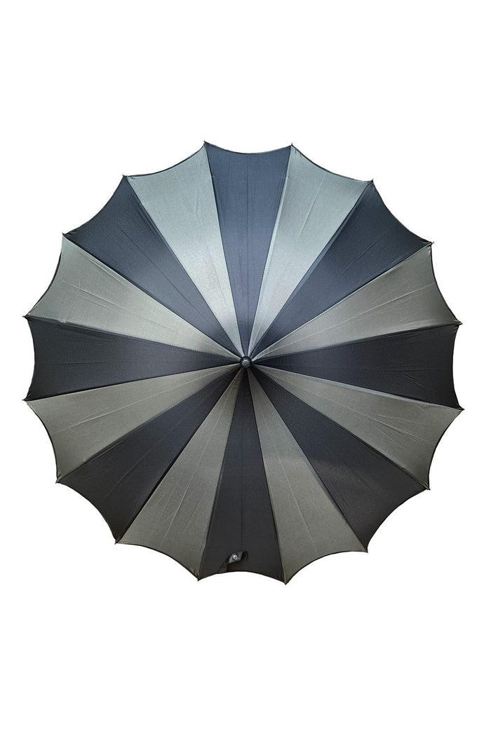 Batwing Pagoda Umbrella [BLACK/GRAY STRIPED] -  - Umbrellas