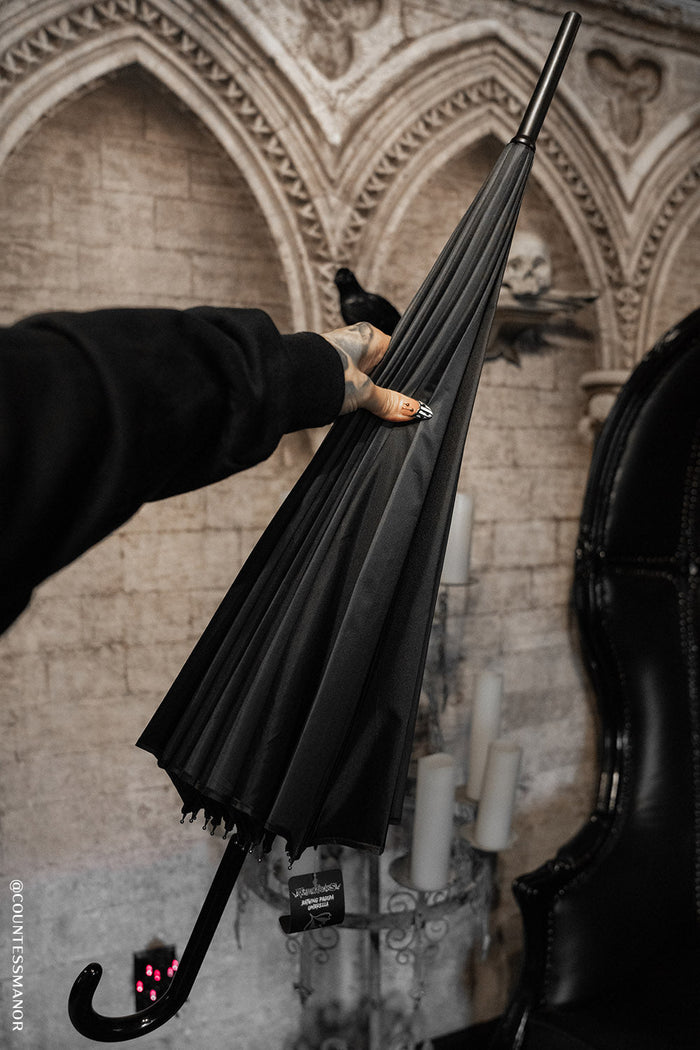Batwing Pagoda Umbrella [BLACK/GRAY STRIPED] -  - Umbrellas