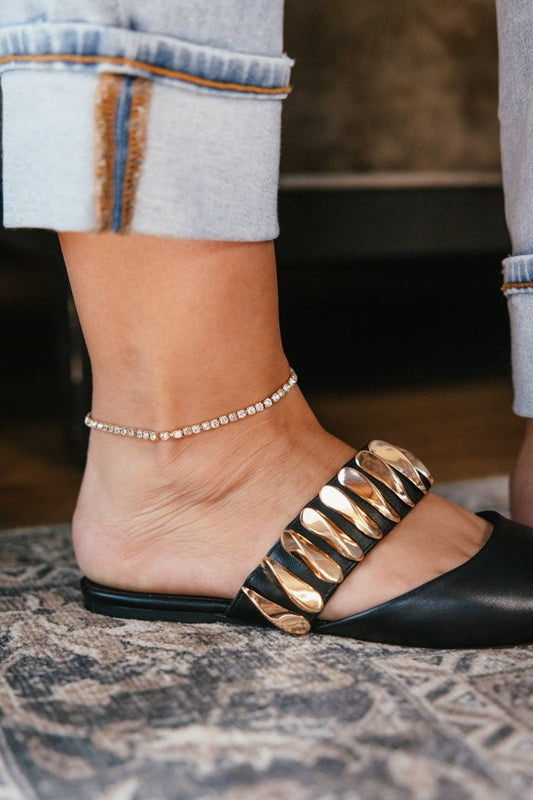 Be Mine Stretch Anklet In Gold With Crystals - Macoma Boutique315 Jewelry