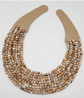 Beaded Multi Layered Necklace In Ivory Brown - Macoma Boutique310 Accessories/Jewelry