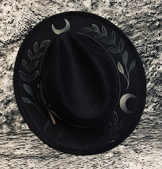Vegan Felt Hat - Black Fern Moon -  -