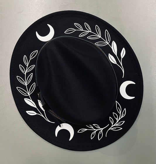 Vegan Felt Hat - Fern Moon- B/W -  -