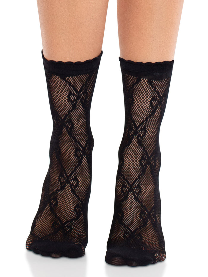 Bow Babe Ankle Socks - Fishnet Bow Socks - Cute Hosiery Accessory -  - Fishnet Socks