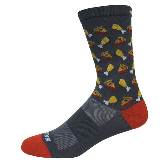 Brooks Tempo Knit in Crew Trot Happy Turkey and Pie Patterned Running Socks
