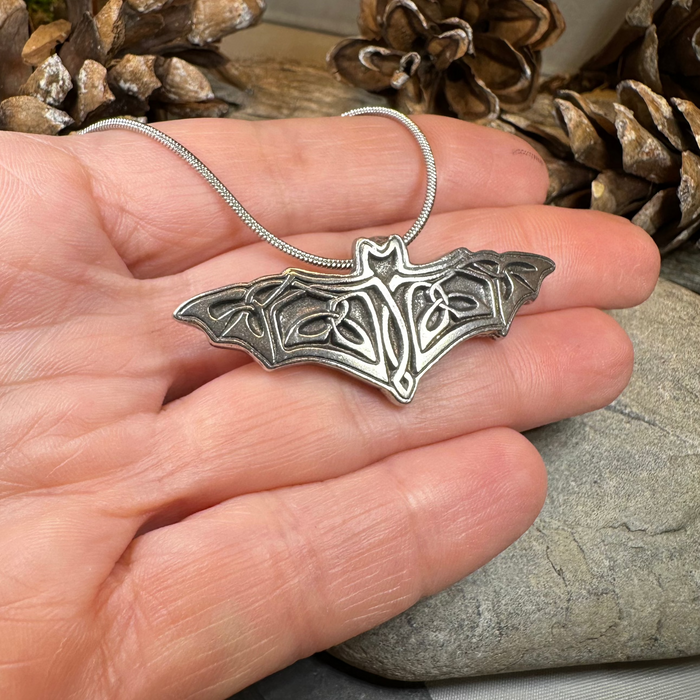 Celtic Bat Pewter Necklace