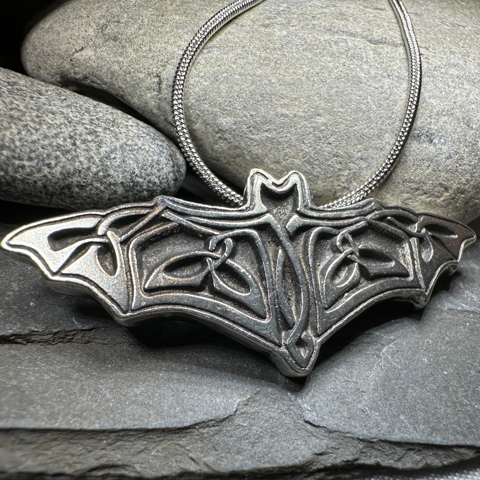 Celtic Bat Pewter Necklace