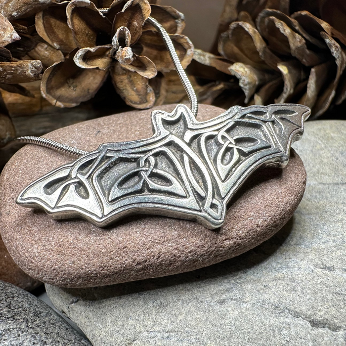 Celtic Bat Pewter Necklace