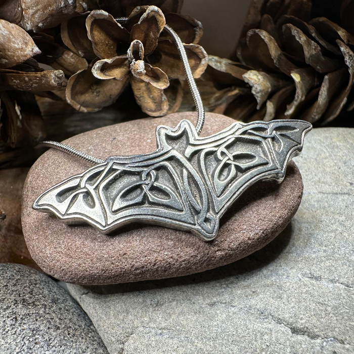 Celtic Bat Pewter Necklace