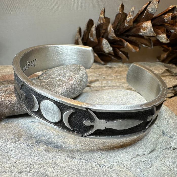 Celtic Triple Moon Goddess Pewter Cuff Bracelet