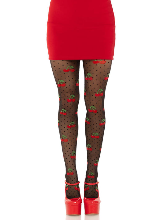 Cherry Pie Dotted Tights - Rockabilly Hosiery - Retro Pin Up Tights -  - Tights
