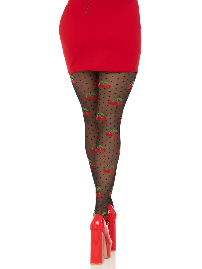 Cherry Pie Dotted Tights - Rockabilly Hosiery - Retro Pin Up Tights -  - Tights