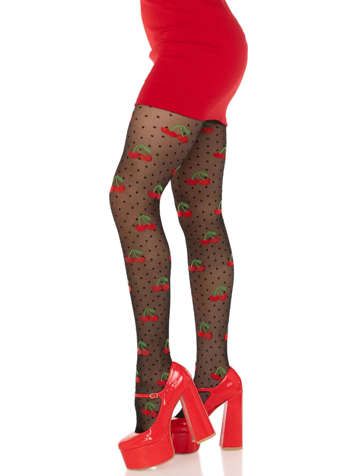 Cherry Pie Dotted Tights - Rockabilly Hosiery - Retro Pin Up Tights -  - Tights