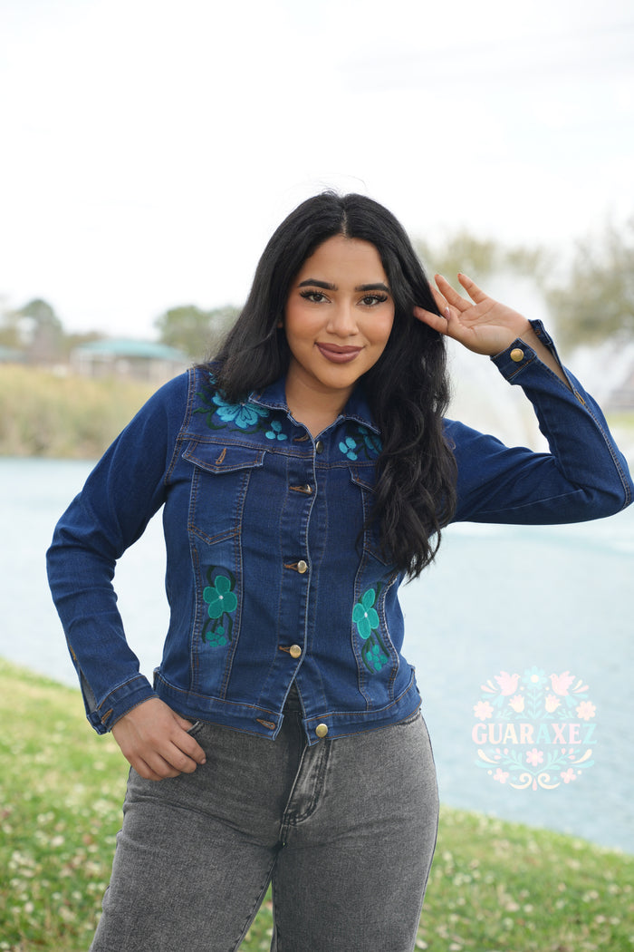 Chiapas Flores Bordadas Denim Jacket