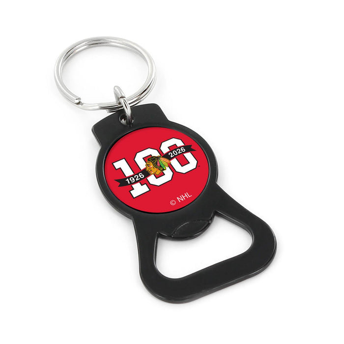 Chicago Blackhawks 100th Year Bottle Opener Keychain