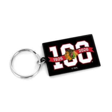 Chicago Blackhawks 100th Year Rectangular Keychain
