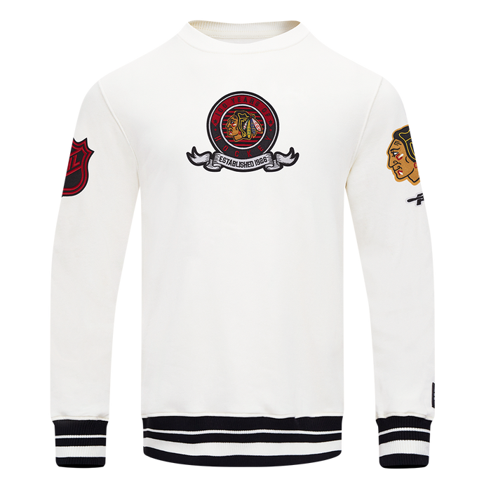 Chicago Blackhawks Centennial Badge Rib Crewneck