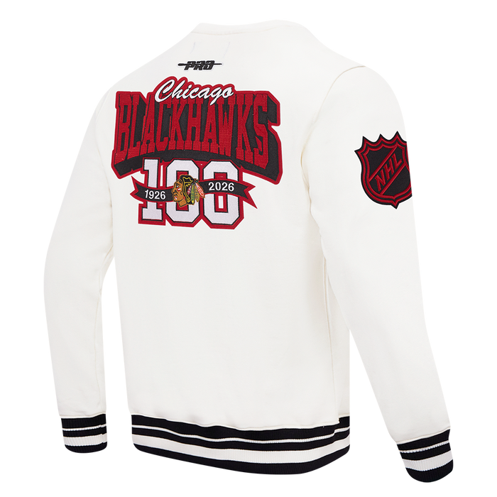 Chicago Blackhawks Centennial Badge Rib Crewneck