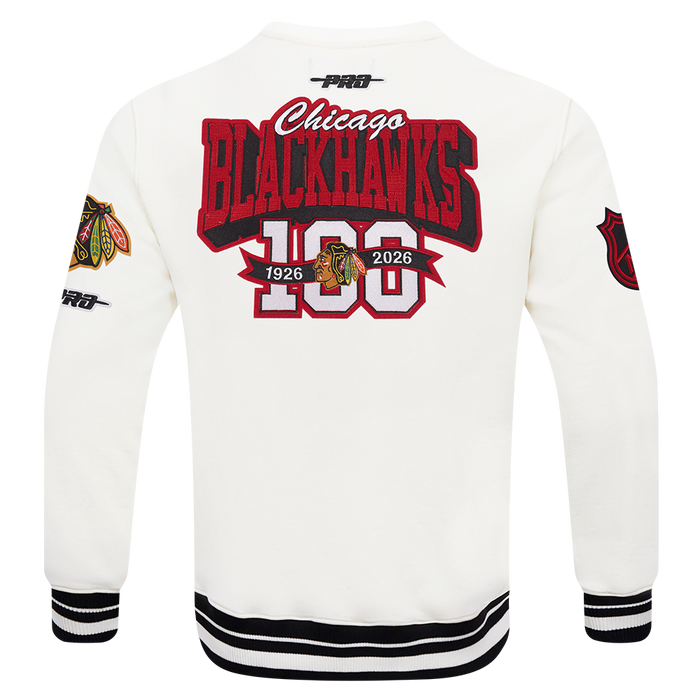 Chicago Blackhawks Centennial Badge Rib Crewneck